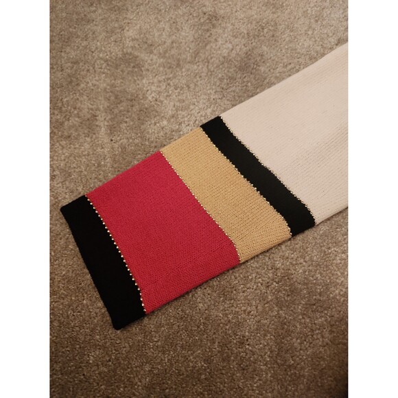 St. John Collection by Marie Gray Cream Cardigan Pink Black Tan Stripes Size 14 - Picture 6 of 12